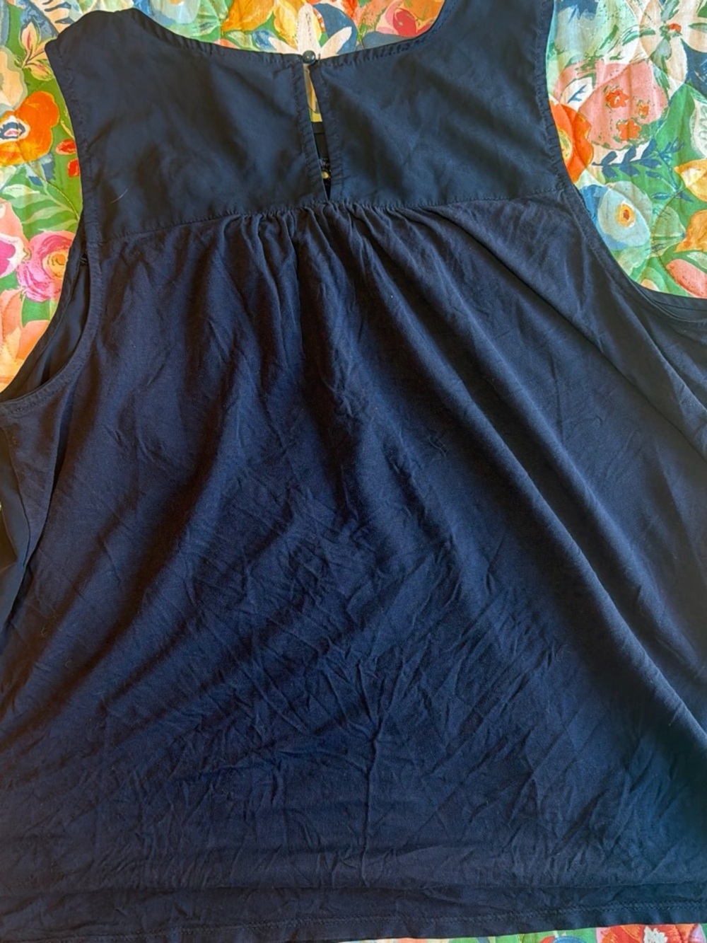 Merona Navy Sleeveless Tank with Gathered Back